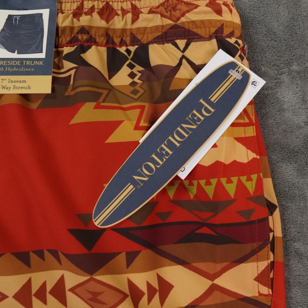 Pendleton Red And Brown Patterned Swim Trunks - image 2